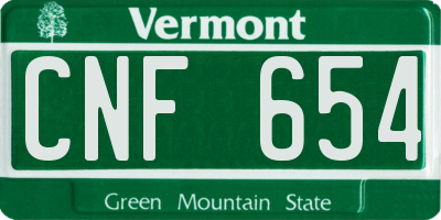 VT license plate CNF654