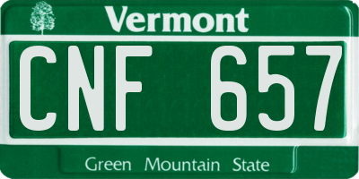 VT license plate CNF657