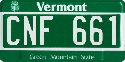 VT license plate CNF661