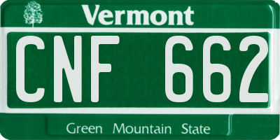 VT license plate CNF662