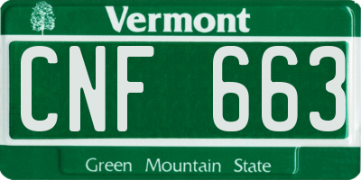 VT license plate CNF663
