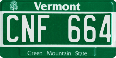 VT license plate CNF664