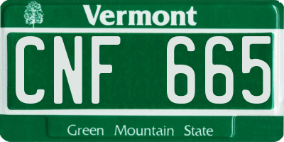 VT license plate CNF665