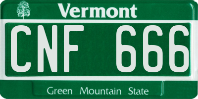 VT license plate CNF666