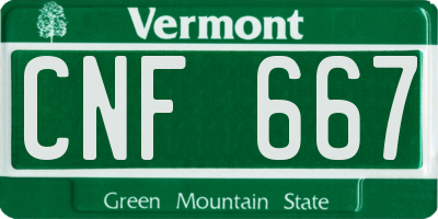 VT license plate CNF667