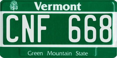 VT license plate CNF668