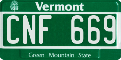 VT license plate CNF669