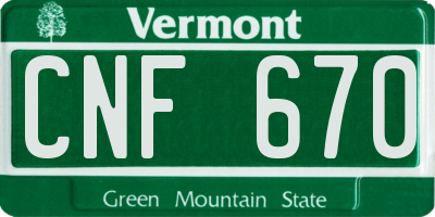 VT license plate CNF670