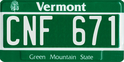VT license plate CNF671