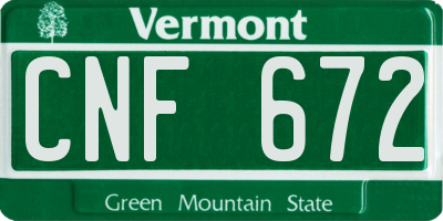 VT license plate CNF672