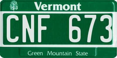 VT license plate CNF673