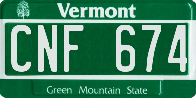 VT license plate CNF674