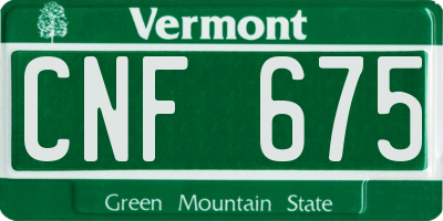 VT license plate CNF675