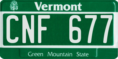 VT license plate CNF677