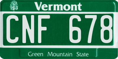 VT license plate CNF678