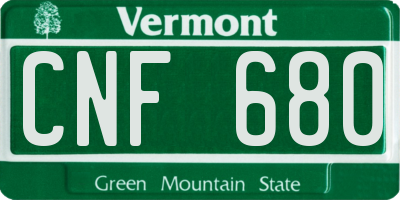 VT license plate CNF680