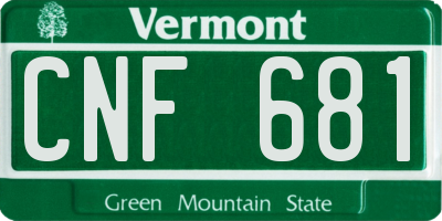 VT license plate CNF681