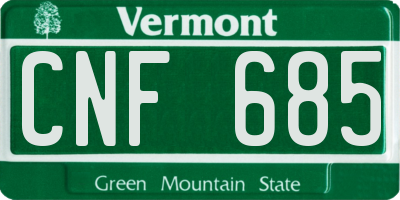 VT license plate CNF685