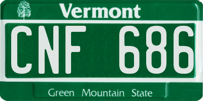 VT license plate CNF686