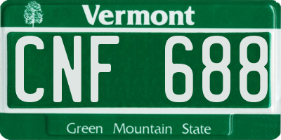 VT license plate CNF688