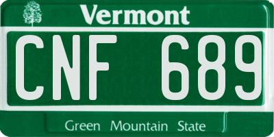 VT license plate CNF689