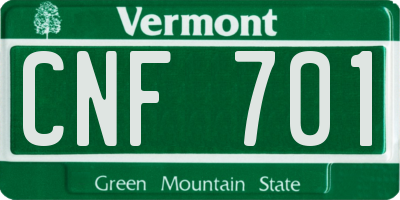 VT license plate CNF701