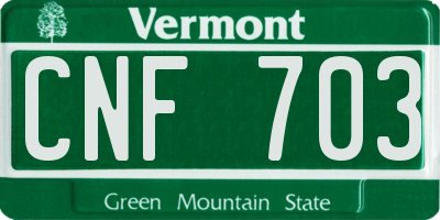 VT license plate CNF703