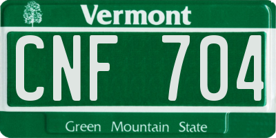 VT license plate CNF704