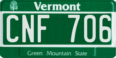 VT license plate CNF706