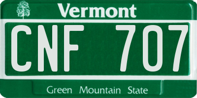 VT license plate CNF707