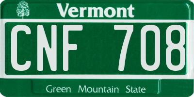 VT license plate CNF708