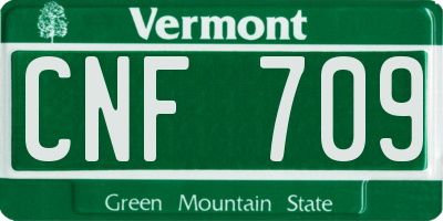 VT license plate CNF709