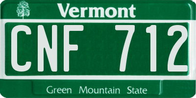 VT license plate CNF712
