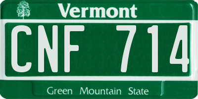 VT license plate CNF714