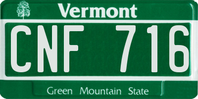 VT license plate CNF716