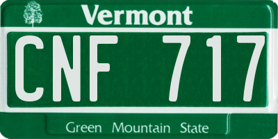 VT license plate CNF717