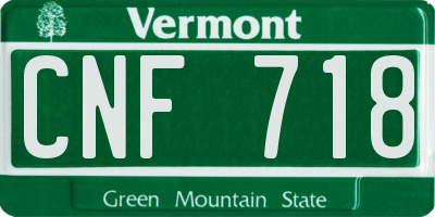VT license plate CNF718