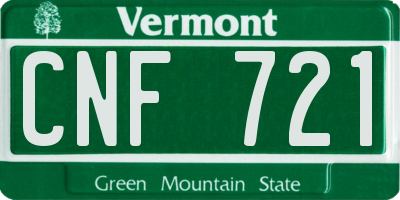 VT license plate CNF721