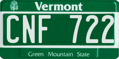 VT license plate CNF722