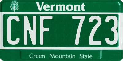 VT license plate CNF723