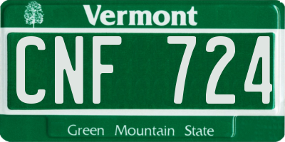 VT license plate CNF724