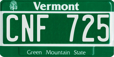 VT license plate CNF725