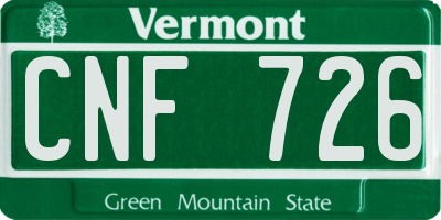 VT license plate CNF726
