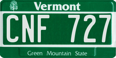 VT license plate CNF727