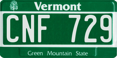 VT license plate CNF729