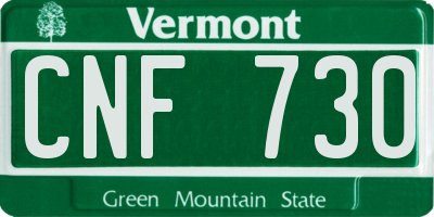 VT license plate CNF730