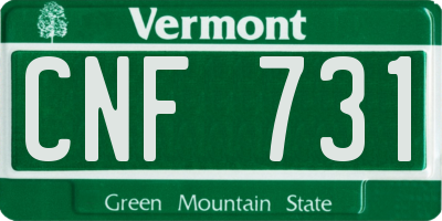 VT license plate CNF731