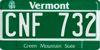 VT license plate CNF732
