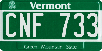 VT license plate CNF733
