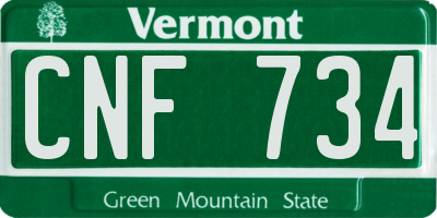 VT license plate CNF734